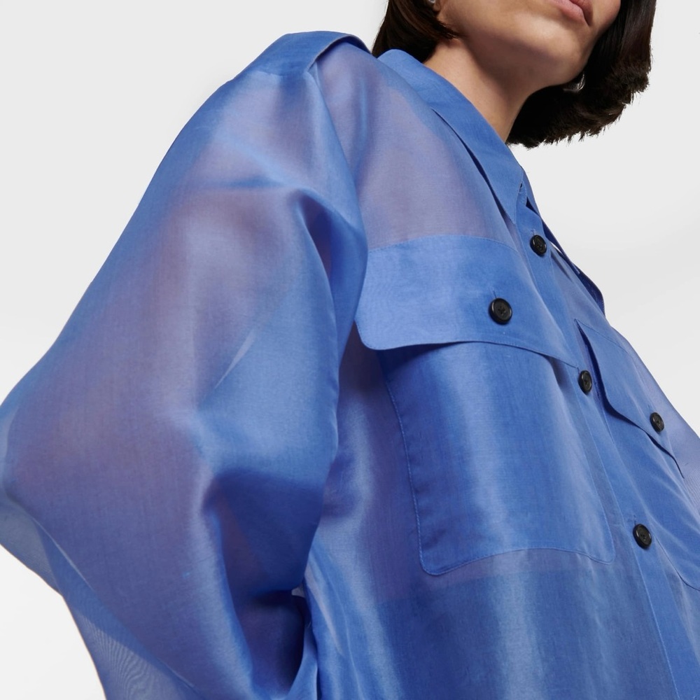 KHAITE Missa flap-pocket silk-organza shirt - Picture 6 of 9